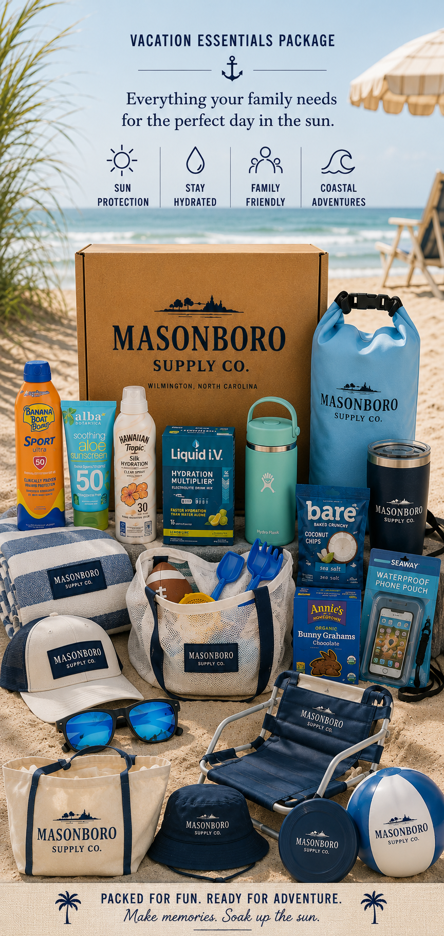 Beach Day vacation kit on the Carolina coast