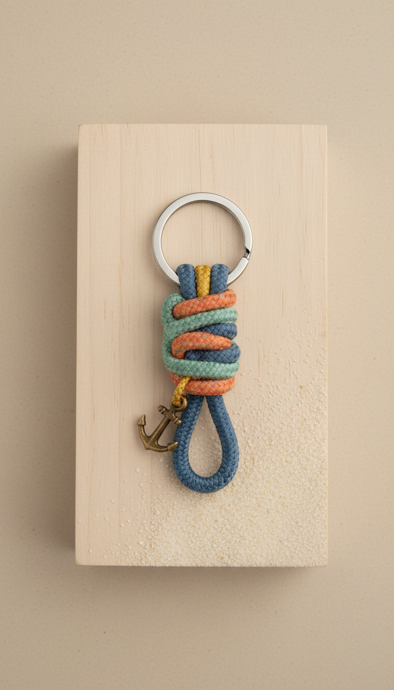 Nautical Rope Keychain with Brass Clip